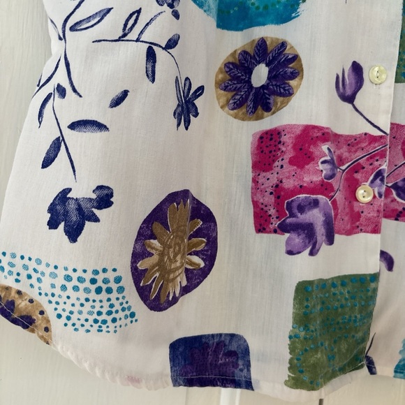 Vintage Act III Made in USA Button Up Cuffed Floral Seashell Shirt Size XL‎ 16 - Picture 6 of 9